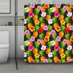 Aloha Hibiscus Pineapple Pattern Print Polyester Shower Curtain