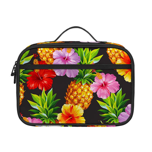 Aloha Hibiscus Pineapple Pattern Print Portable Lunch Bag