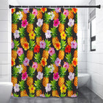 Aloha Hibiscus Pineapple Pattern Print Premium Shower Curtain