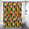 Aloha Hibiscus Pineapple Pattern Print Premium Shower Curtain