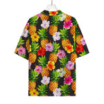Aloha Hibiscus Pineapple Pattern Print Rayon Hawaiian Shirt
