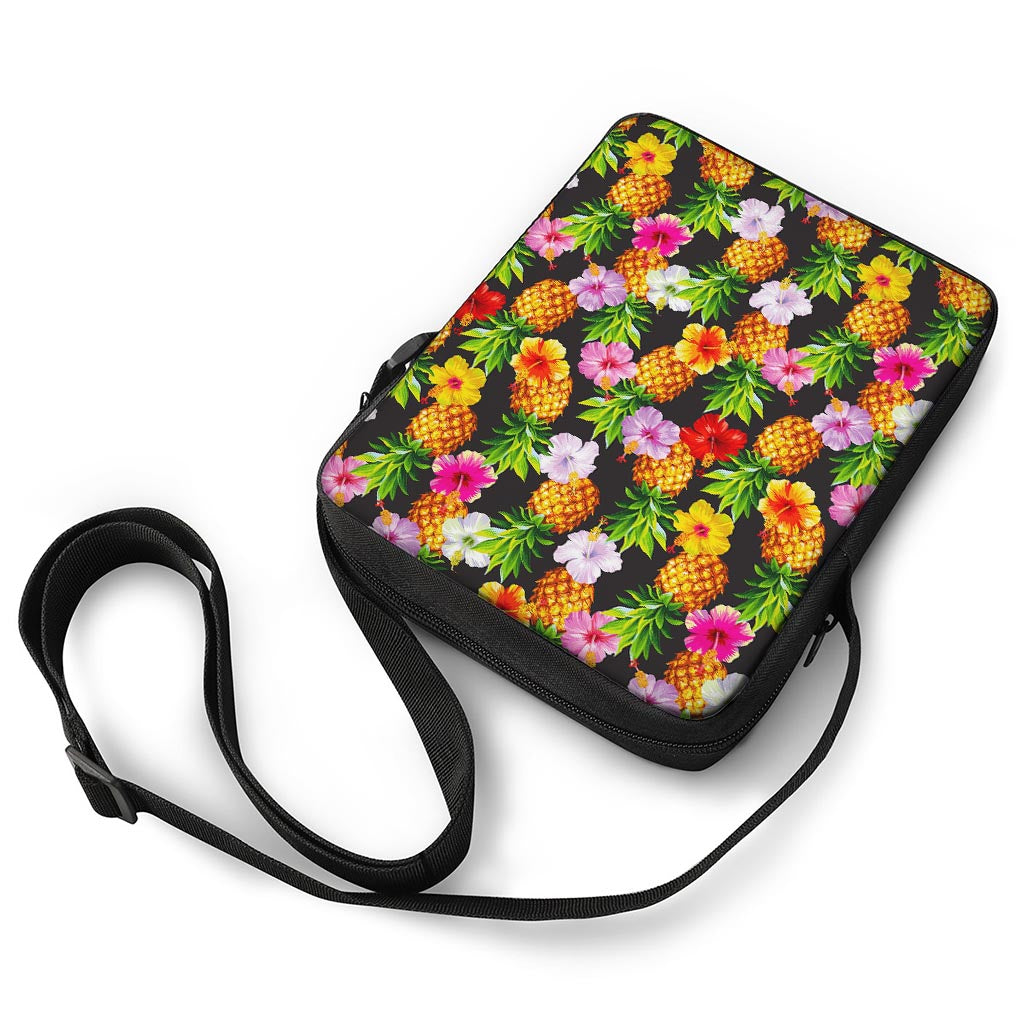 Aloha Hibiscus Pineapple Pattern Print Rectangular Crossbody Bag