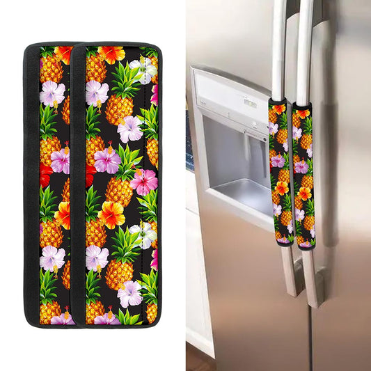 Aloha Hibiscus Pineapple Pattern Print Refrigerator Handle Covers