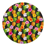 Aloha Hibiscus Pineapple Pattern Print Round Blanket