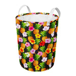 Aloha Hibiscus Pineapple Pattern Print Round Laundry Basket