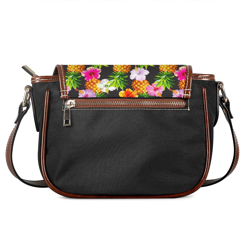 Aloha Hibiscus Pineapple Pattern Print Saddle Bag