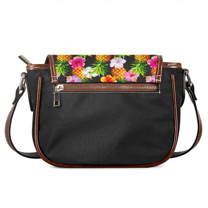 Aloha Hibiscus Pineapple Pattern Print Saddle Bag