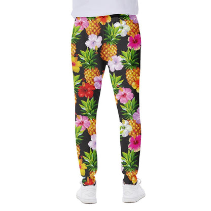 Aloha Hibiscus Pineapple Pattern Print Scuba Joggers