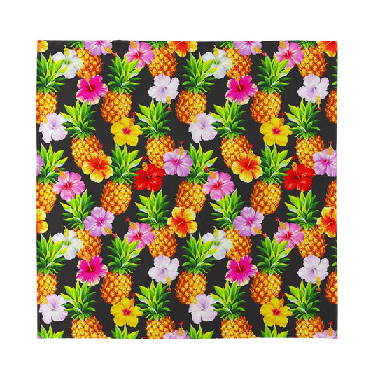 Aloha Hibiscus Pineapple Pattern Print Silk Bandana