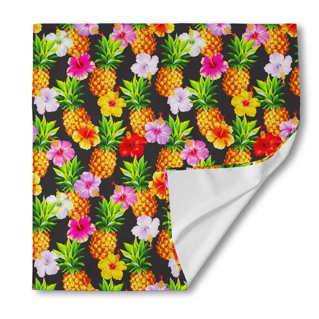 Aloha Hibiscus Pineapple Pattern Print Silk Bandana