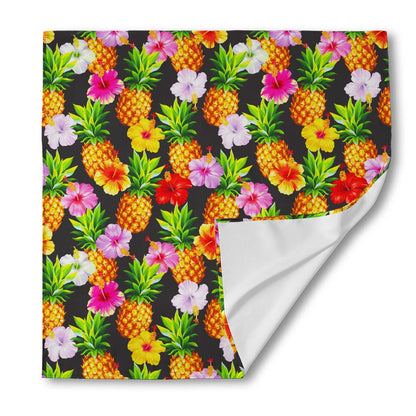 Aloha Hibiscus Pineapple Pattern Print Silk Bandana