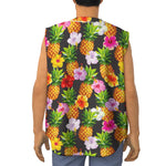 Aloha Hibiscus Pineapple Pattern Print Sleeveless Baseball Jersey