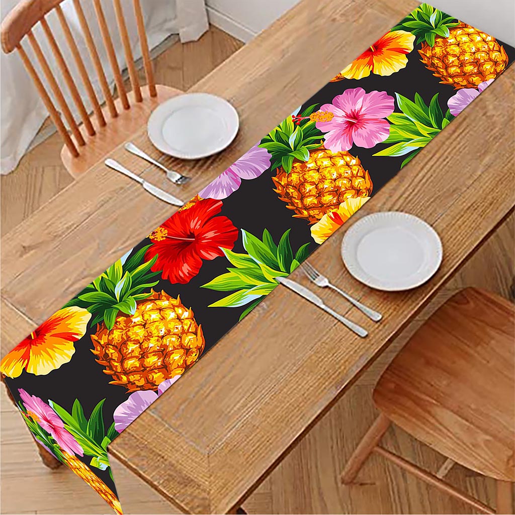 Aloha Hibiscus Pineapple Pattern Print Table Runner