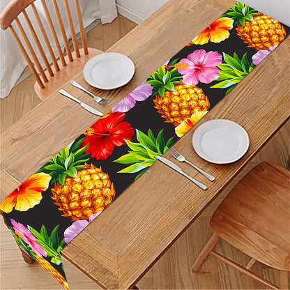 Aloha Hibiscus Pineapple Pattern Print Table Runner
