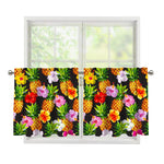 Aloha Hibiscus Pineapple Pattern Print Tier Curtains