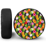 Aloha Hibiscus Pineapple Pattern Print Tire Cover With Camera Hole