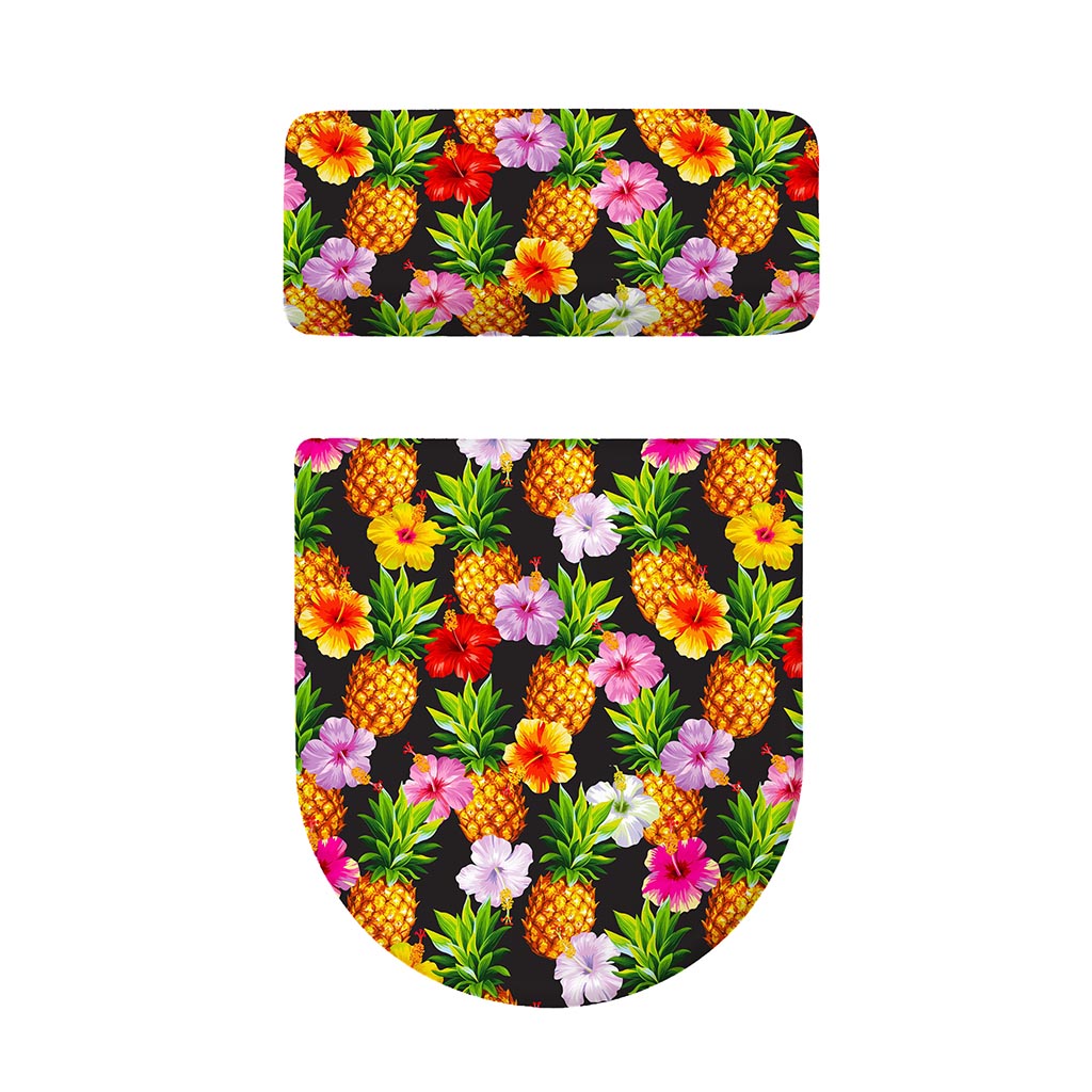 Aloha Hibiscus Pineapple Pattern Print Toilet Lid And Tank Cover Set