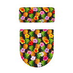 Aloha Hibiscus Pineapple Pattern Print Toilet Lid And Tank Cover Set