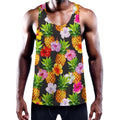 Aloha Hibiscus Pineapple Pattern Print Men's Workout Tank Top