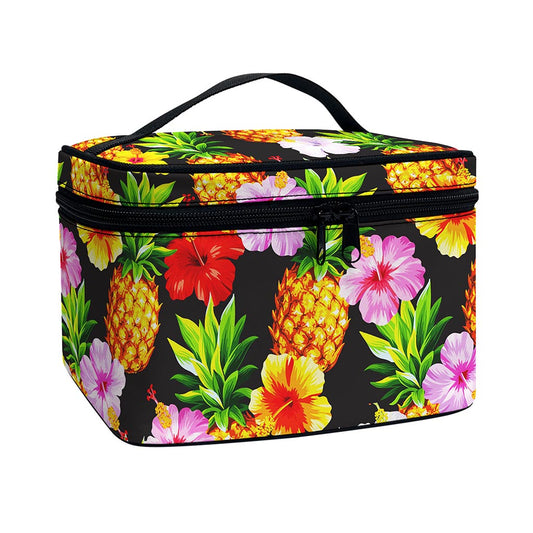 Aloha Hibiscus Pineapple Pattern Print Travel Makeup Bag