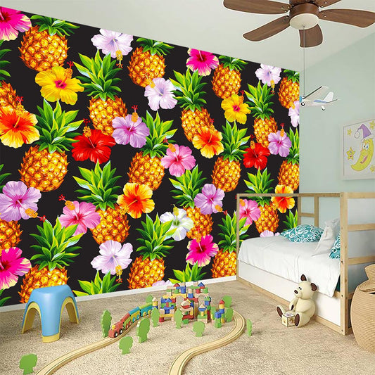 Aloha Hibiscus Pineapple Pattern Print Wall Sticker
