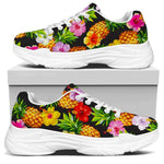 Aloha Hibiscus Pineapple Pattern Print White Chunky Shoes