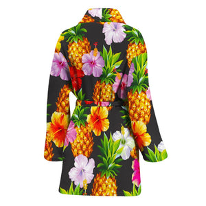 Aloha Hibiscus Pineapple Pattern Print Women's Bathrobe