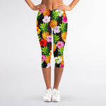 Aloha Hibiscus Pineapple Pattern Print Women's Capri Leggings