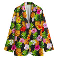 Aloha Hibiscus Pineapple Pattern Print Women's Cotton Blazer