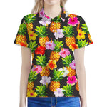 Aloha Hibiscus Pineapple Pattern Print Women's Polo Shirt