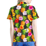 Aloha Hibiscus Pineapple Pattern Print Women's Polo Shirt