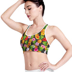 Aloha Hibiscus Pineapple Pattern Print Women's Sports Bra