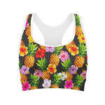 Aloha Hibiscus Pineapple Pattern Print Women's Sports Bra