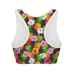 Aloha Hibiscus Pineapple Pattern Print Women's Sports Bra
