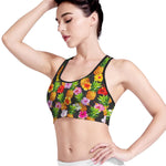 Aloha Hibiscus Pineapple Pattern Print Women's Sports Bra