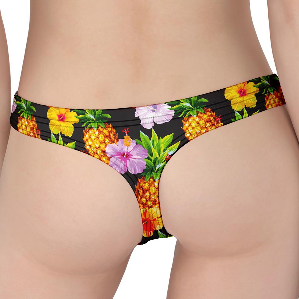 Aloha Hibiscus Pineapple Pattern Print Women's Thong