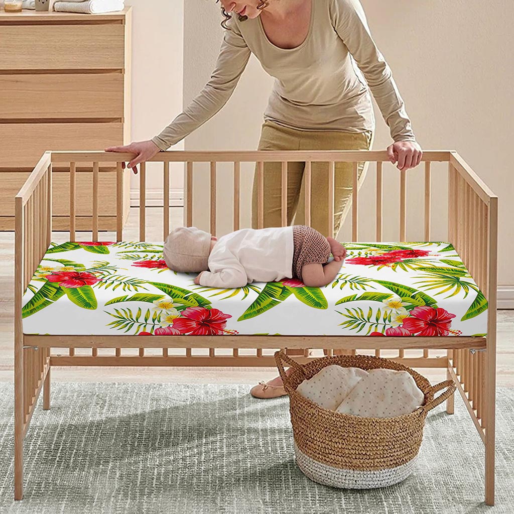 Aloha Hibiscus Tropical Pattern Print Baby Crib Sheet