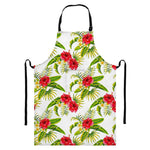 Aloha Hibiscus Tropical Pattern Print Bib Apron With Pocket