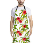 Aloha Hibiscus Tropical Pattern Print Bib Apron With Pocket
