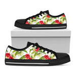 Aloha Hibiscus Tropical Pattern Print Black Low Top Sneakers