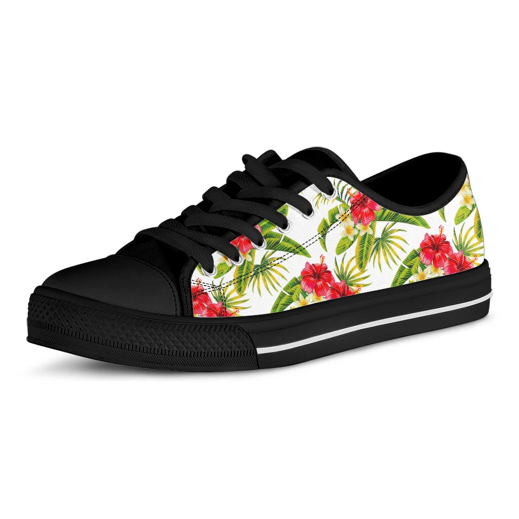 Aloha Hibiscus Tropical Pattern Print Black Low Top Sneakers