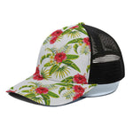 Aloha Hibiscus Tropical Pattern Print Black Mesh Trucker Cap