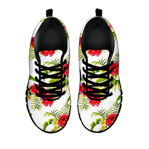 Aloha Hibiscus Tropical Pattern Print Black Running Shoes