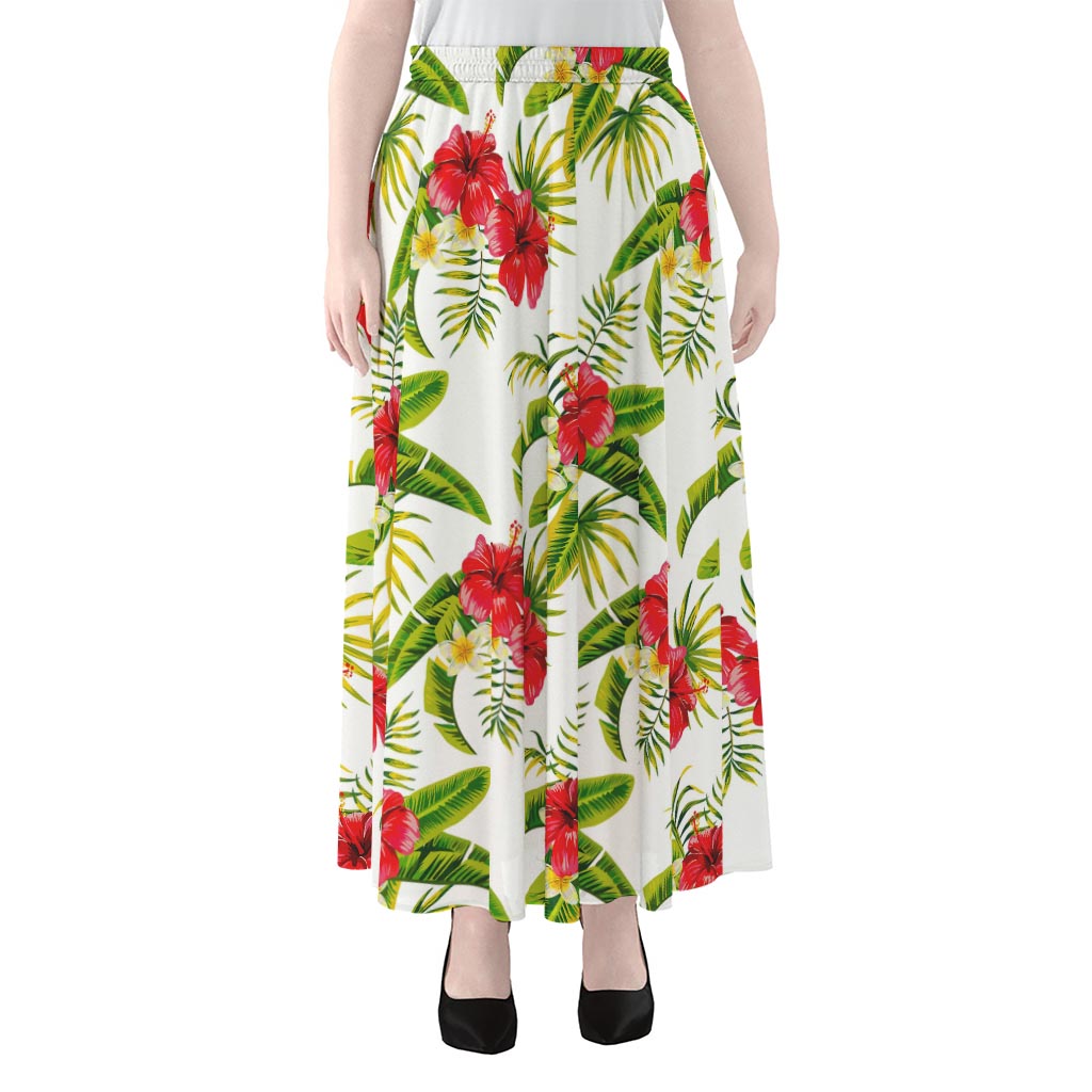 Aloha Hibiscus Tropical Pattern Print Chiffon Maxi Skirt