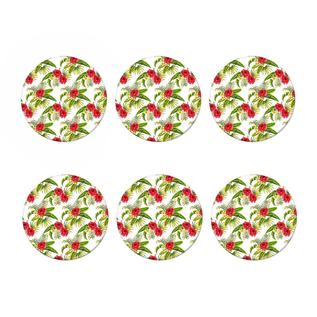 Aloha Hibiscus Tropical Pattern Print Coaster Set