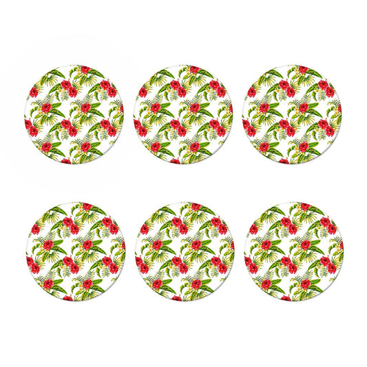 Aloha Hibiscus Tropical Pattern Print Coaster Set