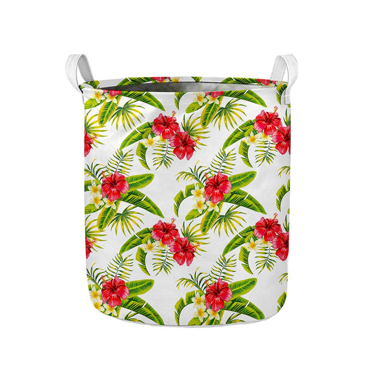 Aloha Hibiscus Tropical Pattern Print Collapsible Laundry Basket