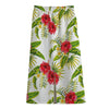 Aloha Hibiscus Tropical Pattern Print Cotton Front Slit Maxi Skirt