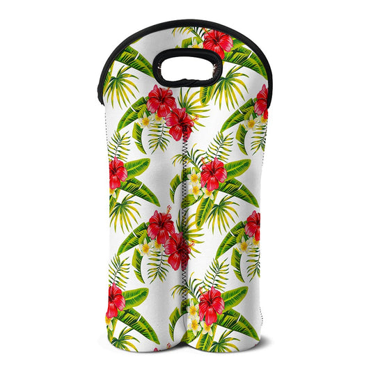 Aloha Hibiscus Tropical Pattern Print Double Neoprene Wine Tote