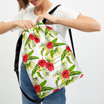 Aloha Hibiscus Tropical Pattern Print Drawstring Backpack
